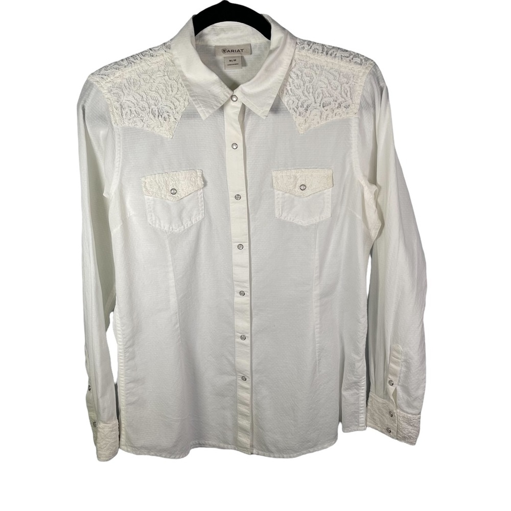Ariat Women's White Button Down Shirt with Lace Detail